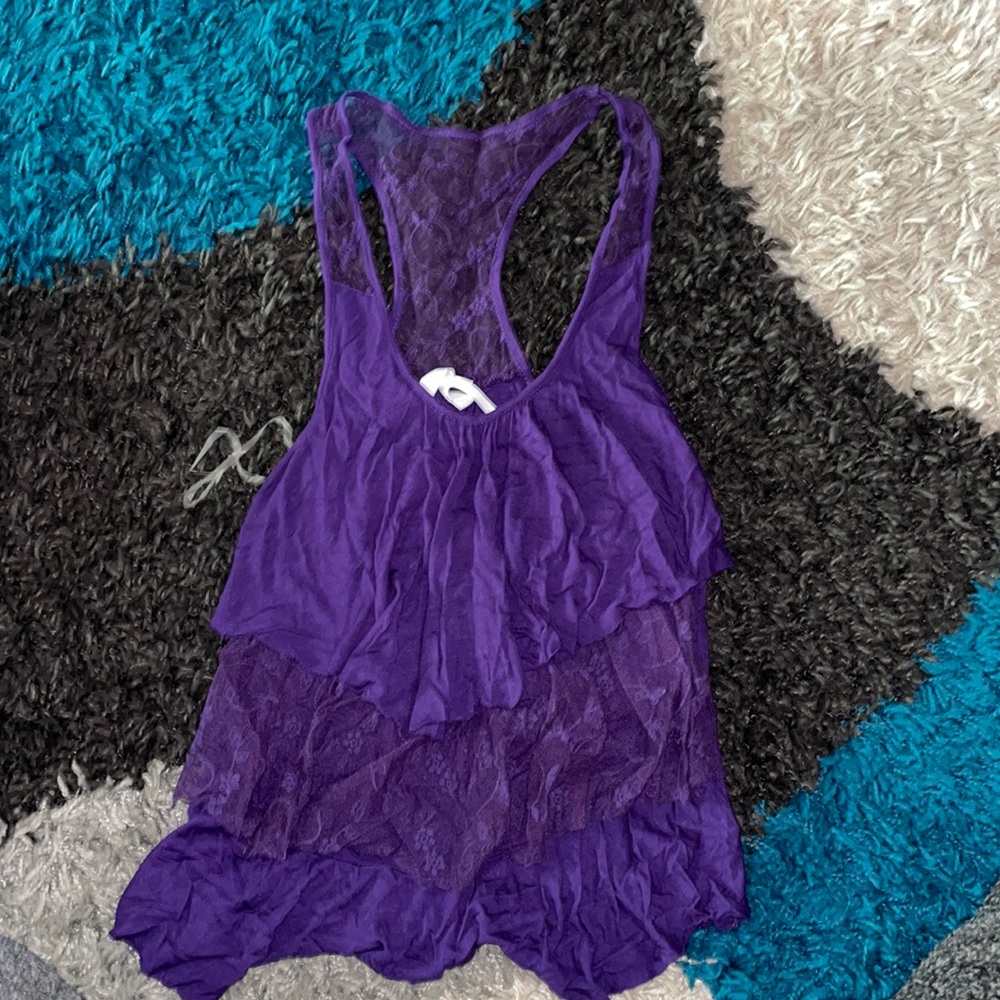 Purple ruffled tank